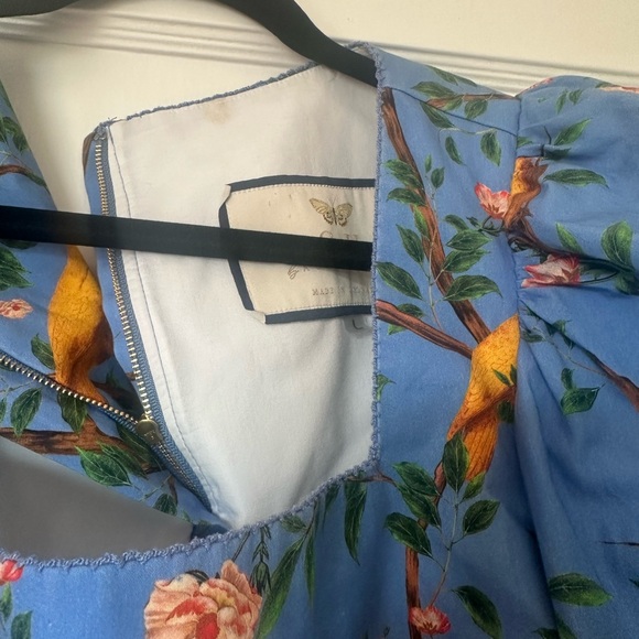 Agua By Agua Bendita Avena Canarios Tiered Mini Dress large l birds - Picture 5 of 7